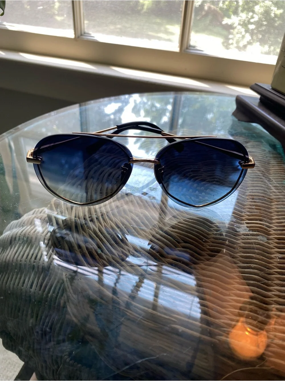 DIFF Lenox Aviators Gradient Gray- Blue Lens Sunglasses